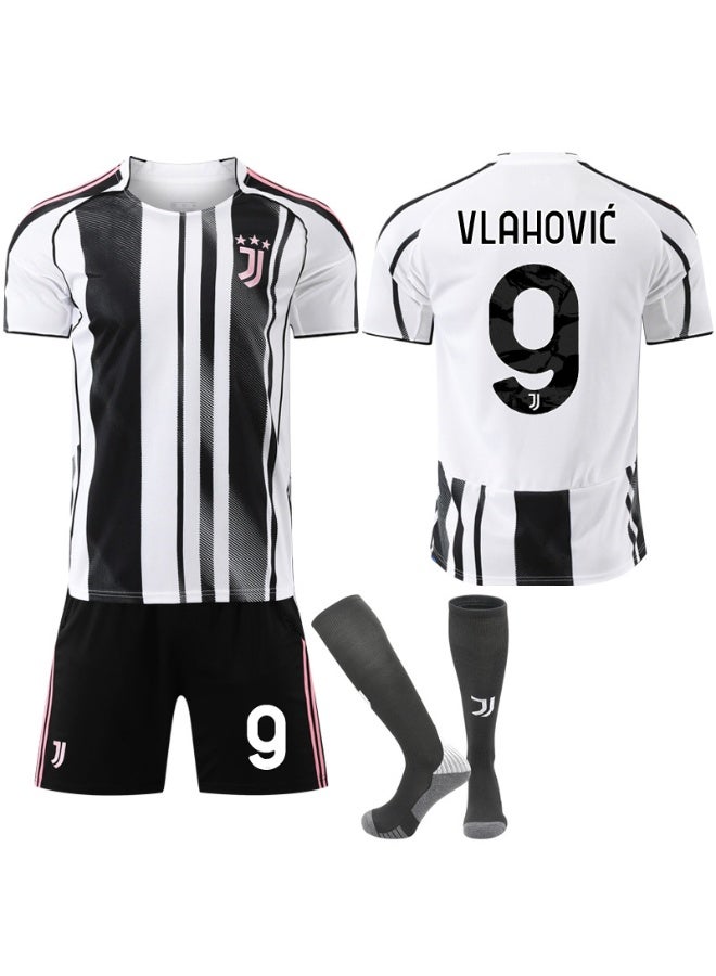 Juventus 2025-2026 Juventus home football uniform #9 VRAHOVIC football jersey shorts socks set children's size and adult size gifts for fans and friends - Image 1
